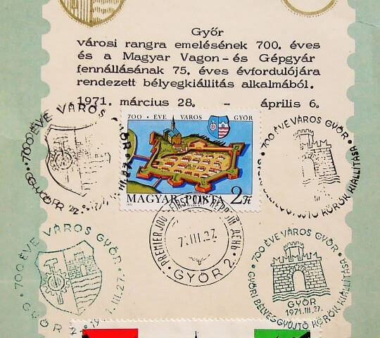 Győr 700 Rába 75 év bélyeg emléklap 1971