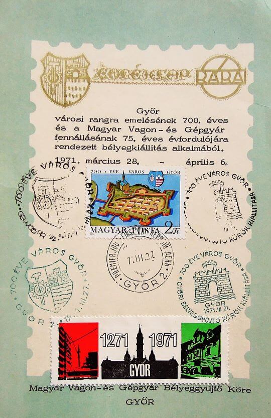 Győr 700 Rába 75 év bélyeg emléklap 1971