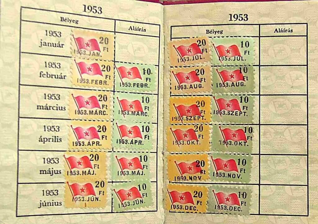 Magyar Dolgozók Pártja MDP tagsági könyv 1952